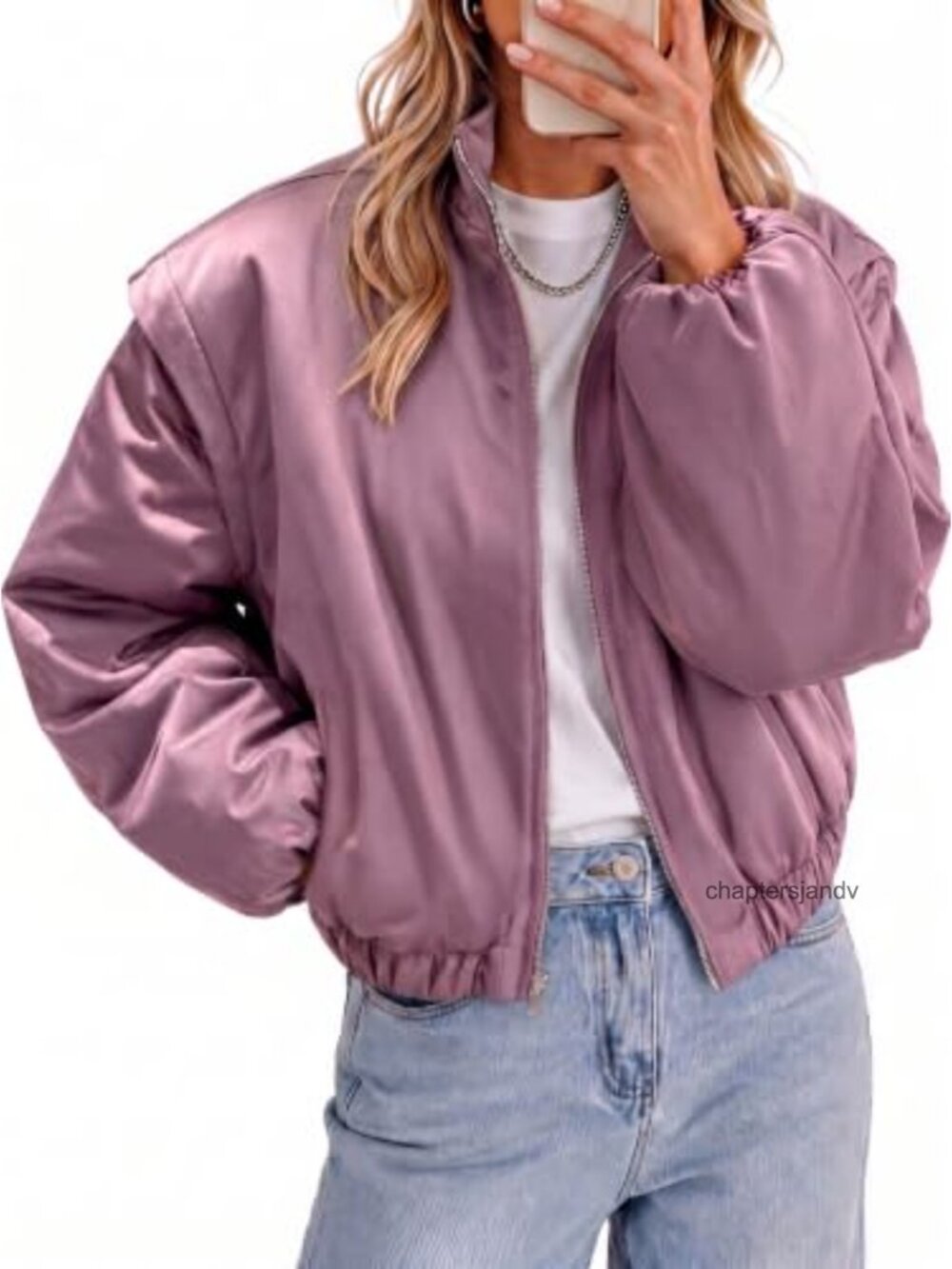 Women's Cropped Puffer Bomber Jacket Lightweight Winter Coat